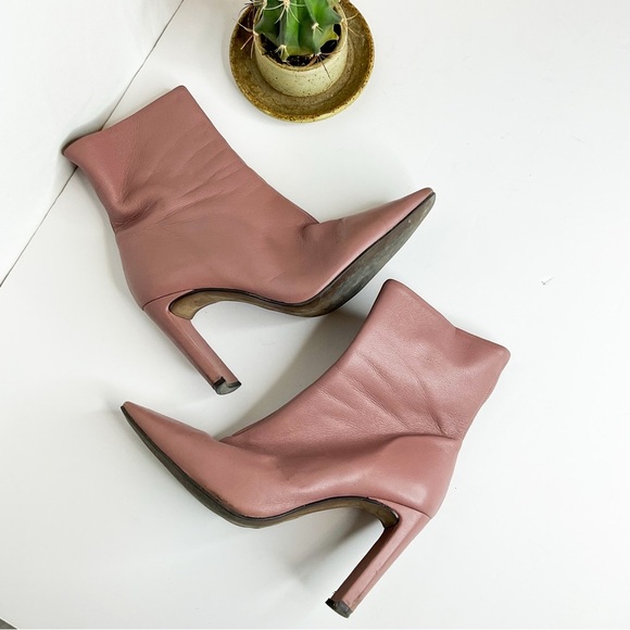 L'INTERVALLE Elegant Nude Pink Leather Ankle Boots - Picture 6 of 9